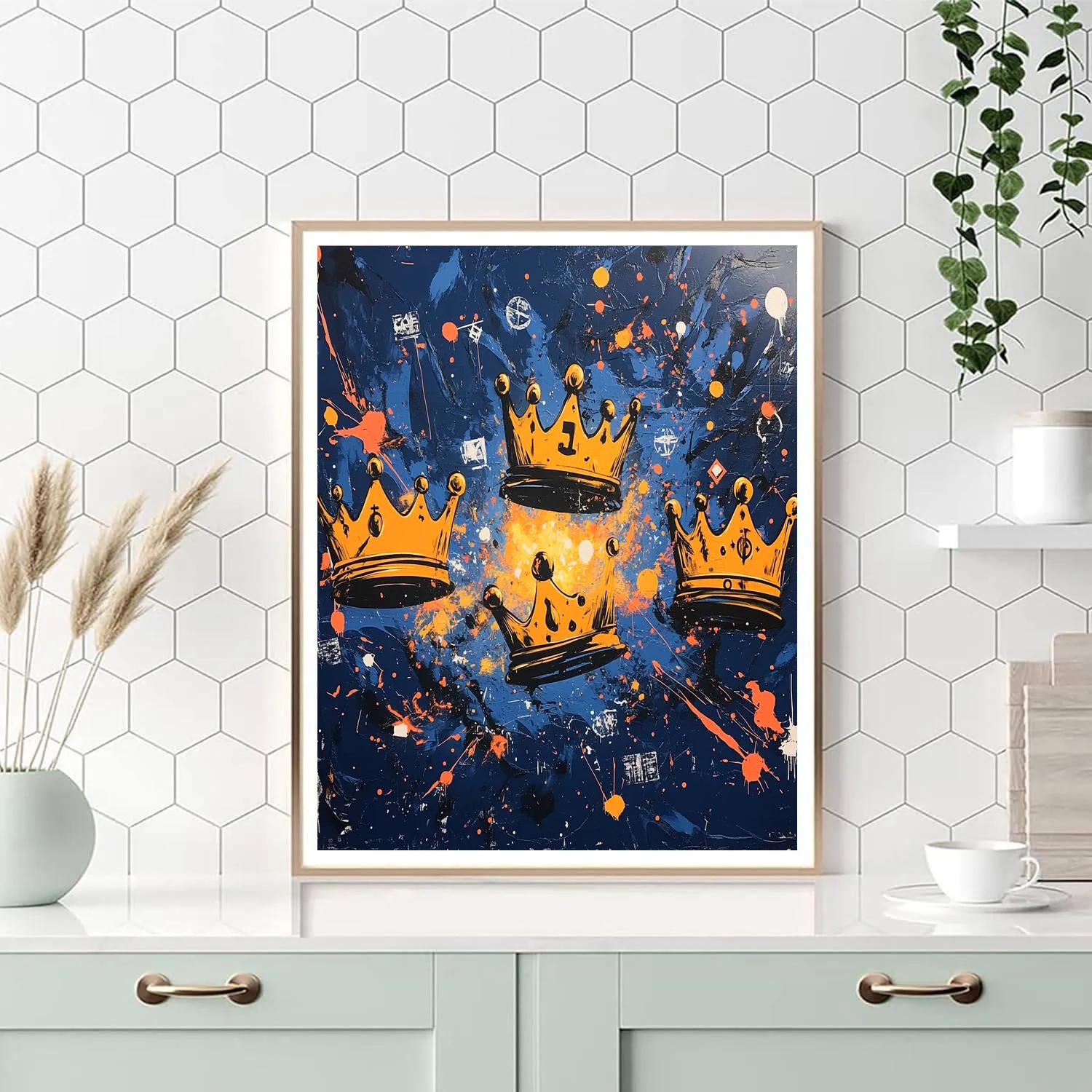 Jean-Michel Basquiat Inspired Crowned Nebula Number painting