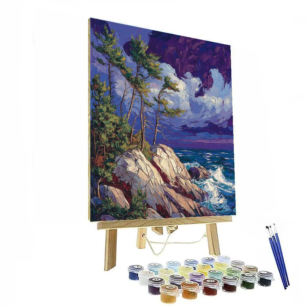 Arthur Lismer Inspired Georgian Bay Wind Pines paint by color