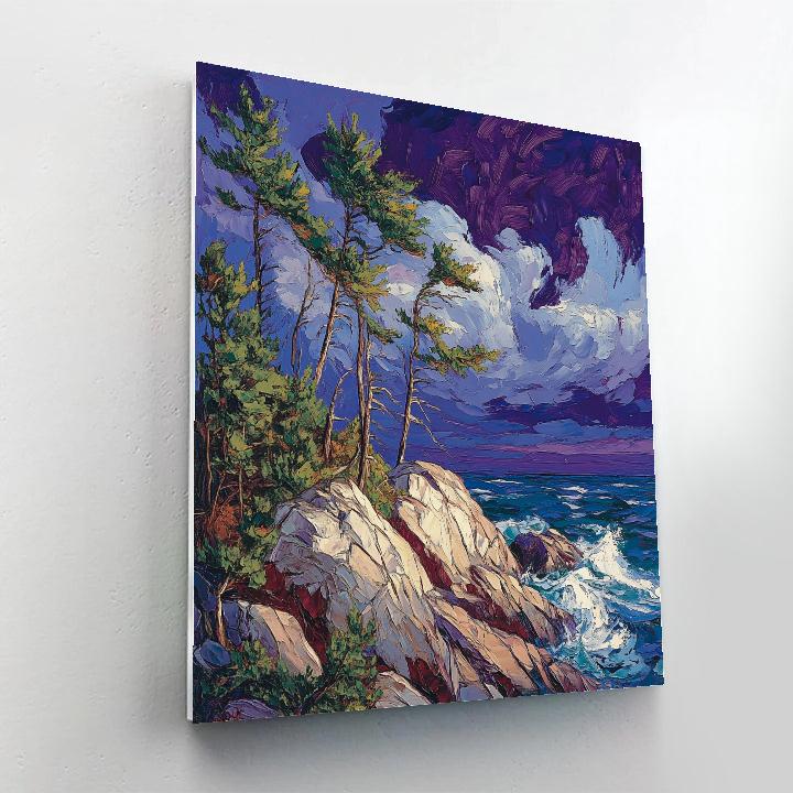 Arthur Lismer Inspired Georgian Bay Wind Pines paint by color