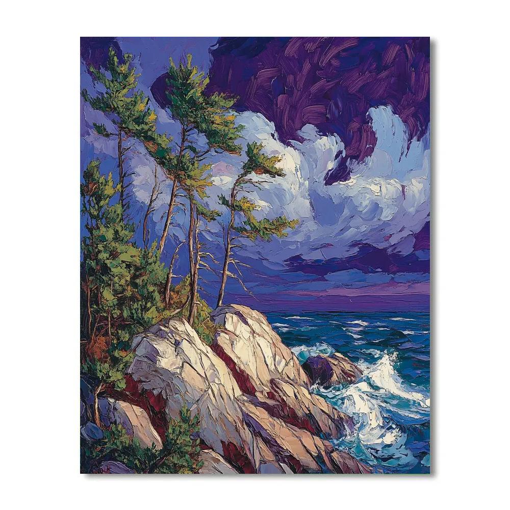 Arthur Lismer Inspired Georgian Bay Wind Pines paint by color