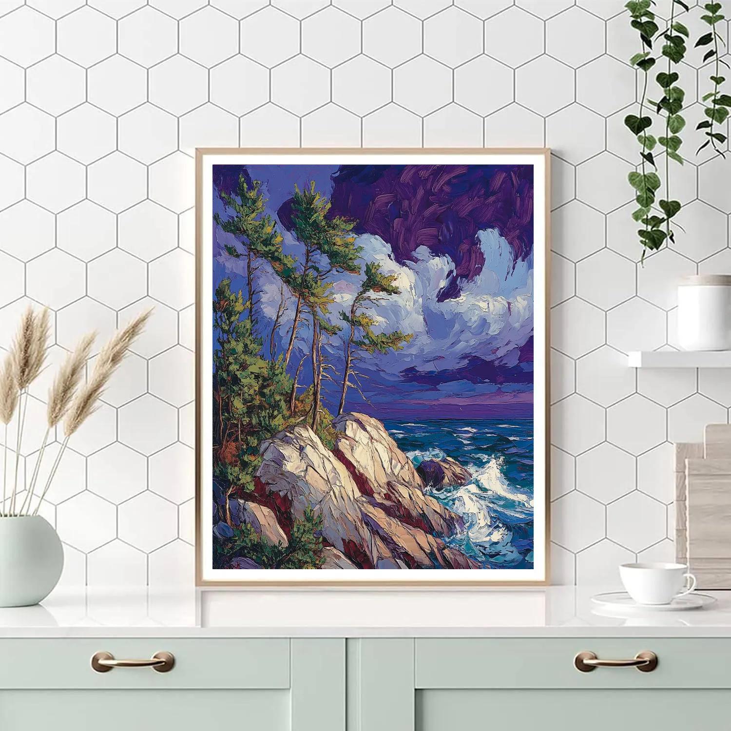 Arthur Lismer Inspired Georgian Bay Wind Pines paint by color