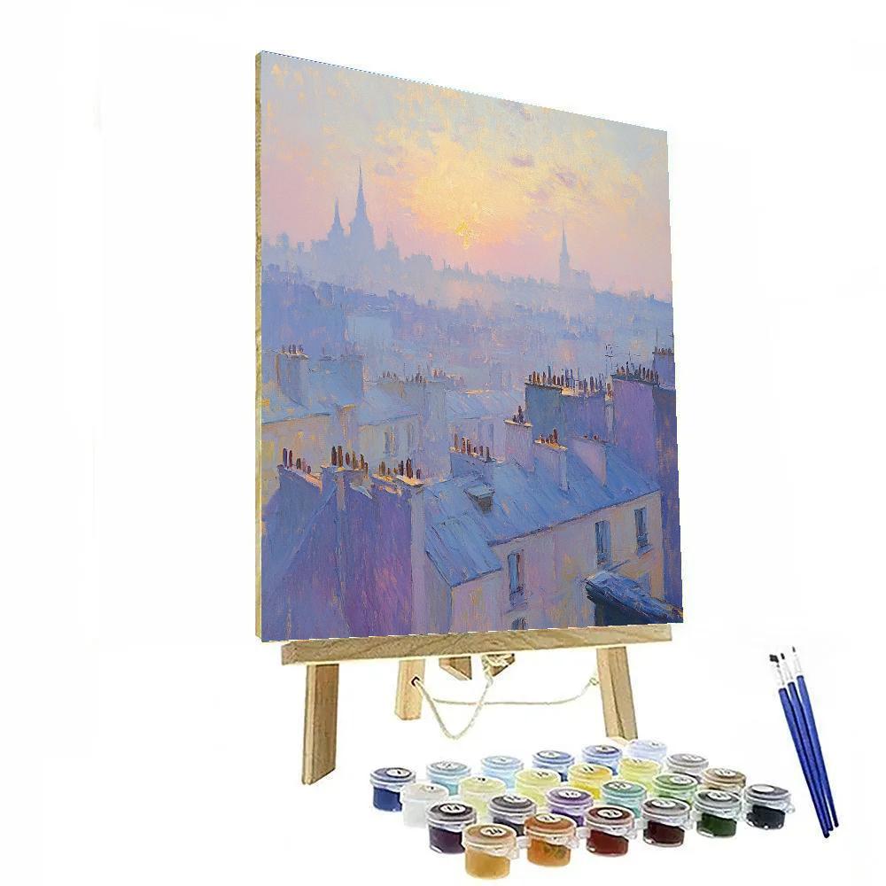 Monet Inspired Sunrise Over City Lights paint by color