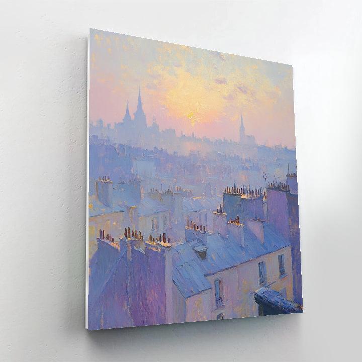 Monet Inspired Sunrise Over City Lights paint by color