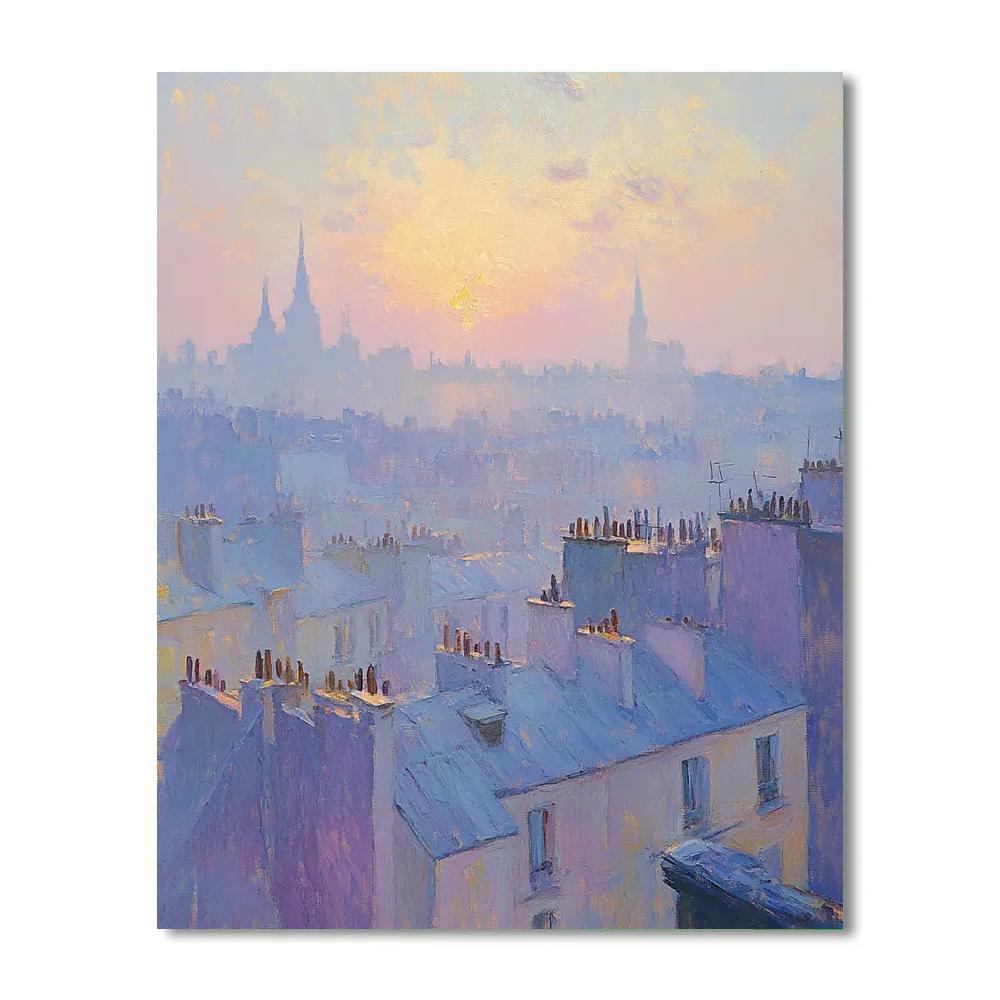 Monet Inspired Sunrise Over City Lights paint by color