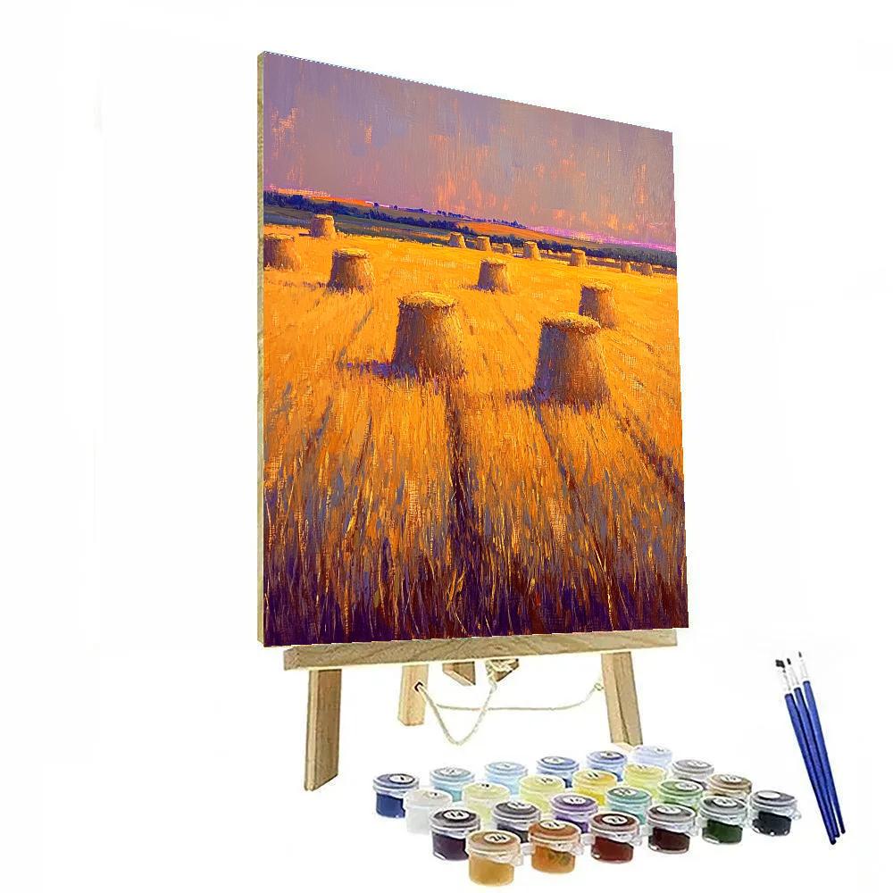Claude Monet Inspired Haystacks In Golden Twilight painting number kit
