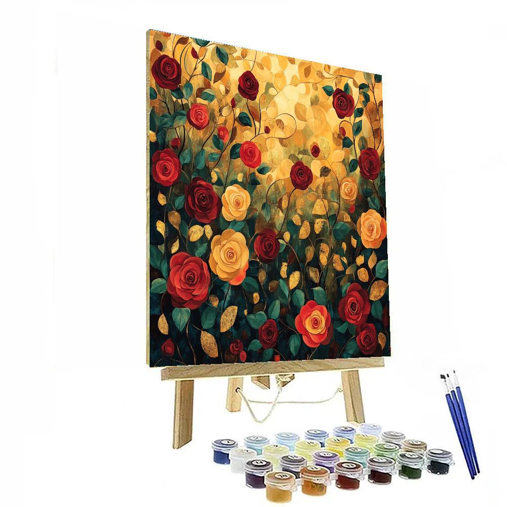 Gustav Klimt Inspired Golden Garden Of Roses Paint by numbers kits