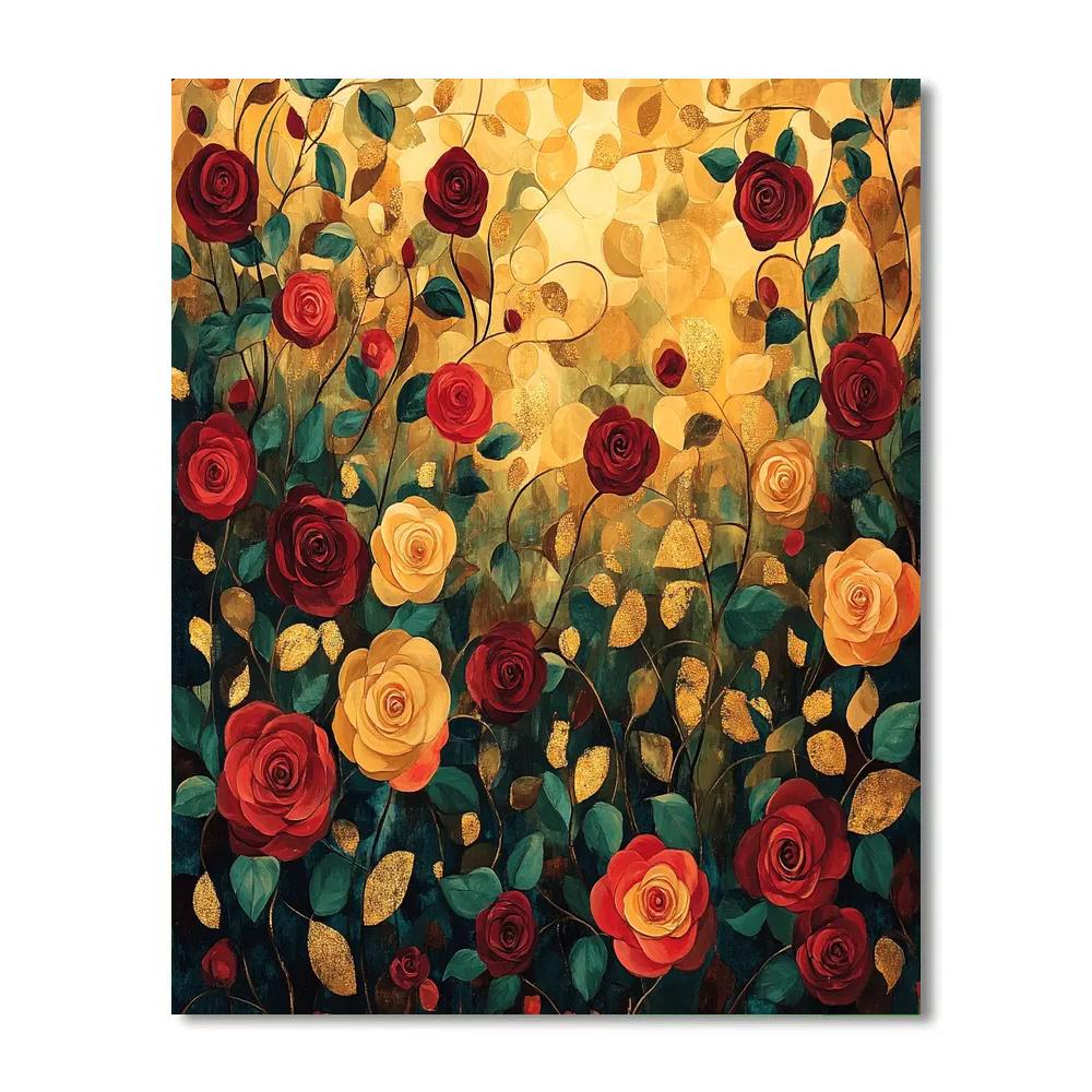 Gustav Klimt Inspired Golden Garden Of Roses Paint by numbers kits