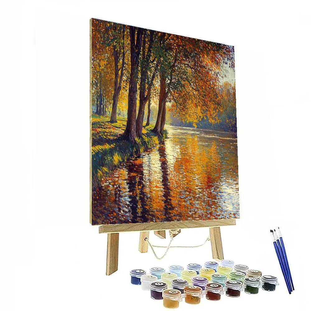 Claude Monet Inspired Autumnal Riverside Reflections Numbered painting kits