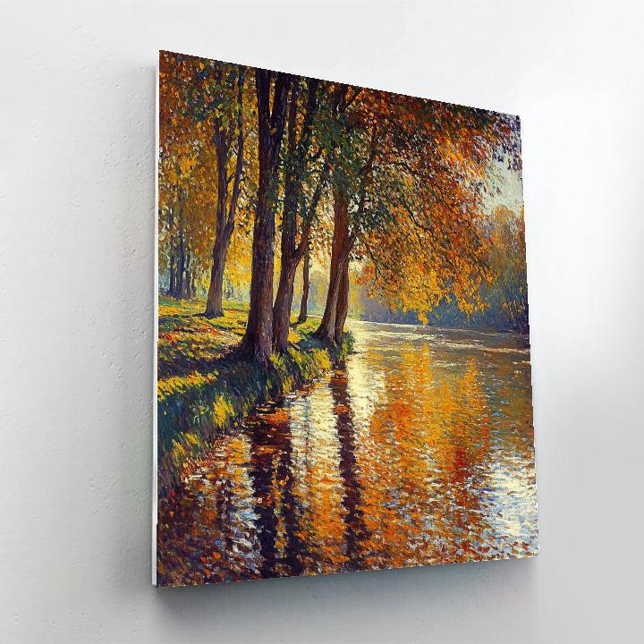 Claude Monet Inspired Autumnal Riverside Reflections Numbered painting kits