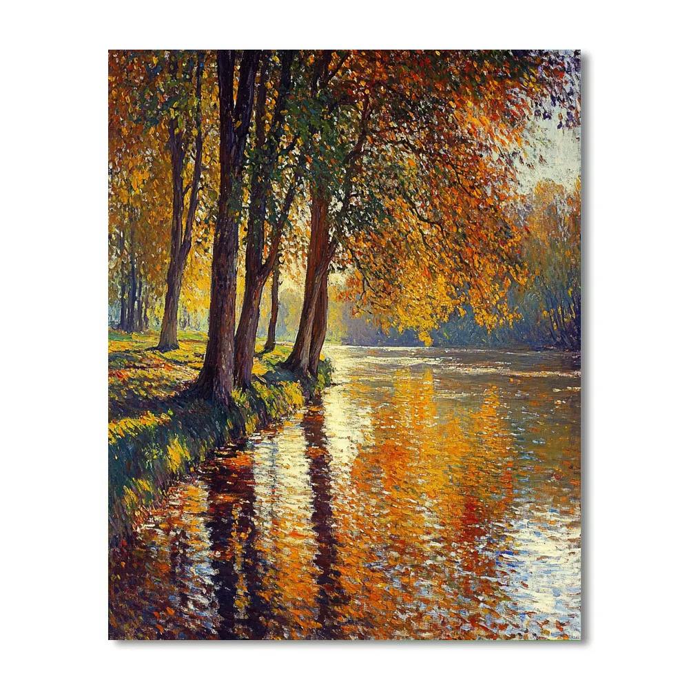 Claude Monet Inspired Autumnal Riverside Reflections Numbered painting kits
