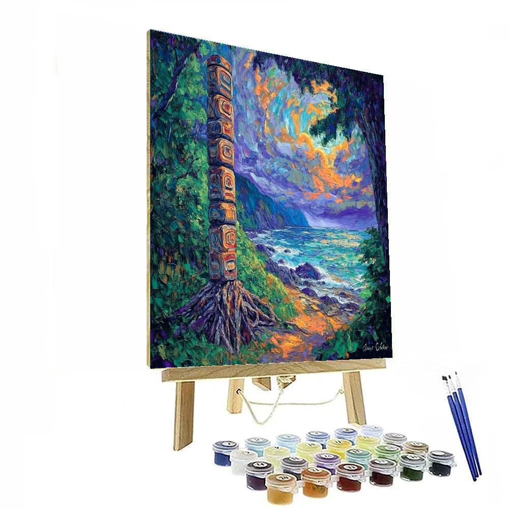 Emily Carr Inspired Coastal Totem Pole Serenity Number painting