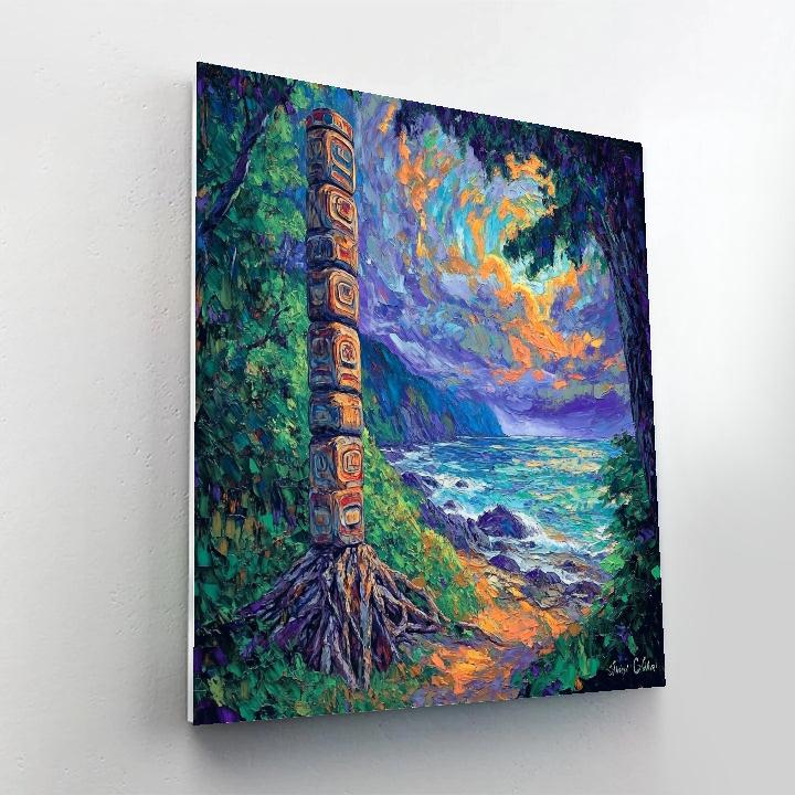 Emily Carr Inspired Coastal Totem Pole Serenity Number painting