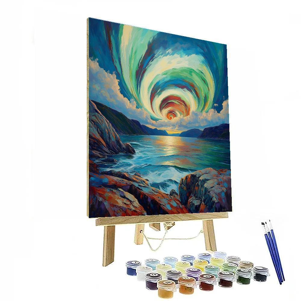 Edvard Munch Inspired Cosmic Fjord At Dusk paint by numbers