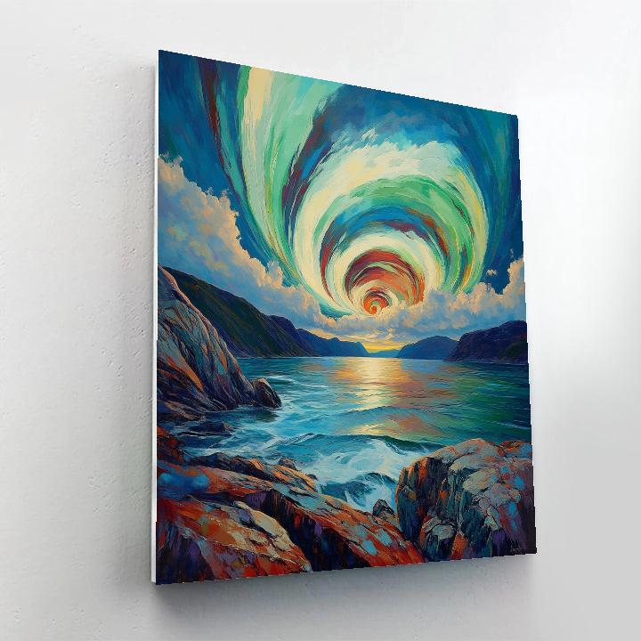 Edvard Munch Inspired Cosmic Fjord At Dusk paint by numbers