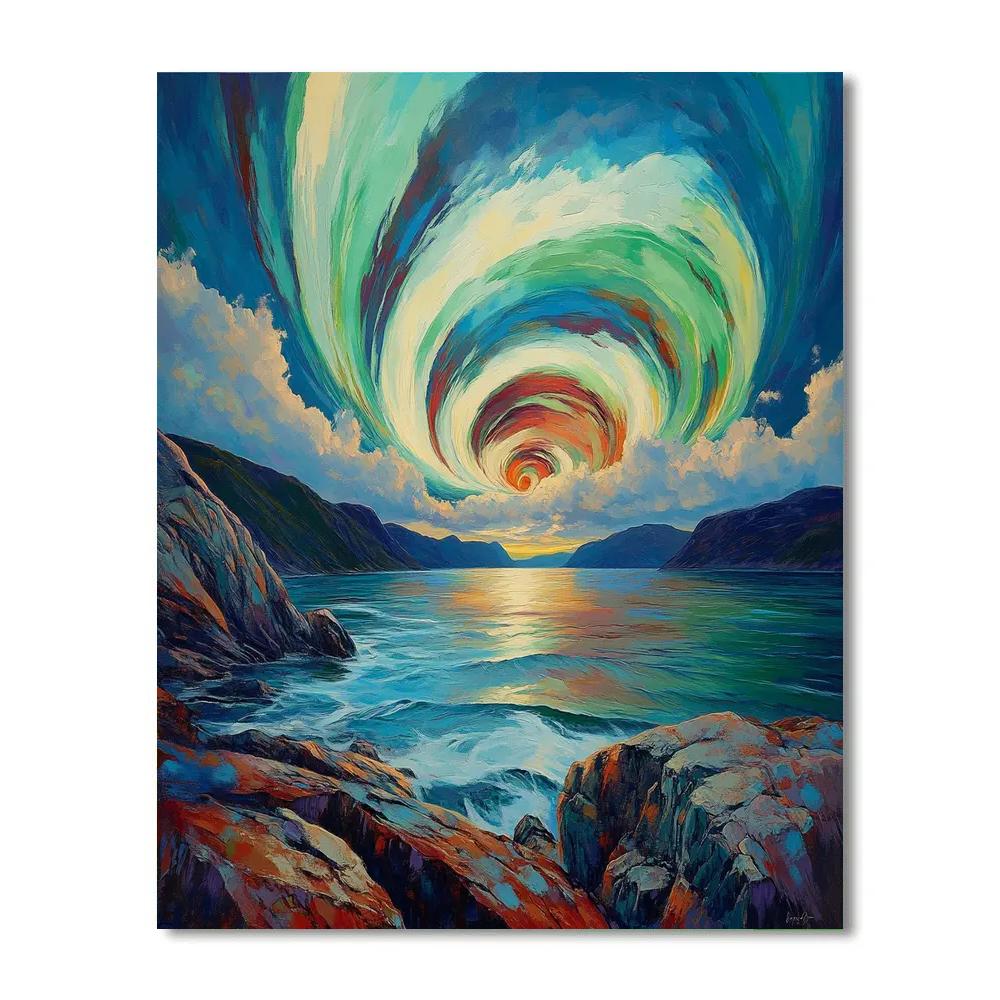 Edvard Munch Inspired Cosmic Fjord At Dusk paint by numbers