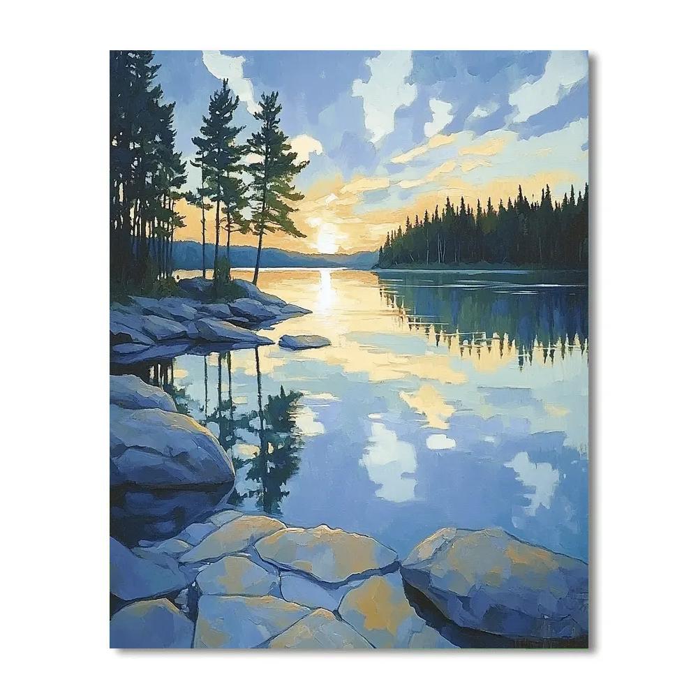 Franklin Carmichael Inspired Luminous Northern Lake At Dawn Paint by numbers kits