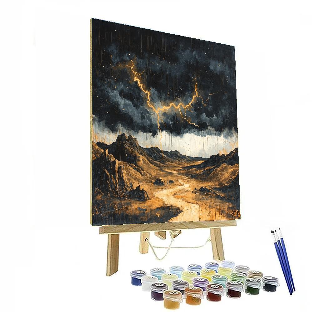 Francisco Goya Inspired Thunderstorm Over Gnarled Hillside DIY paint by numbers