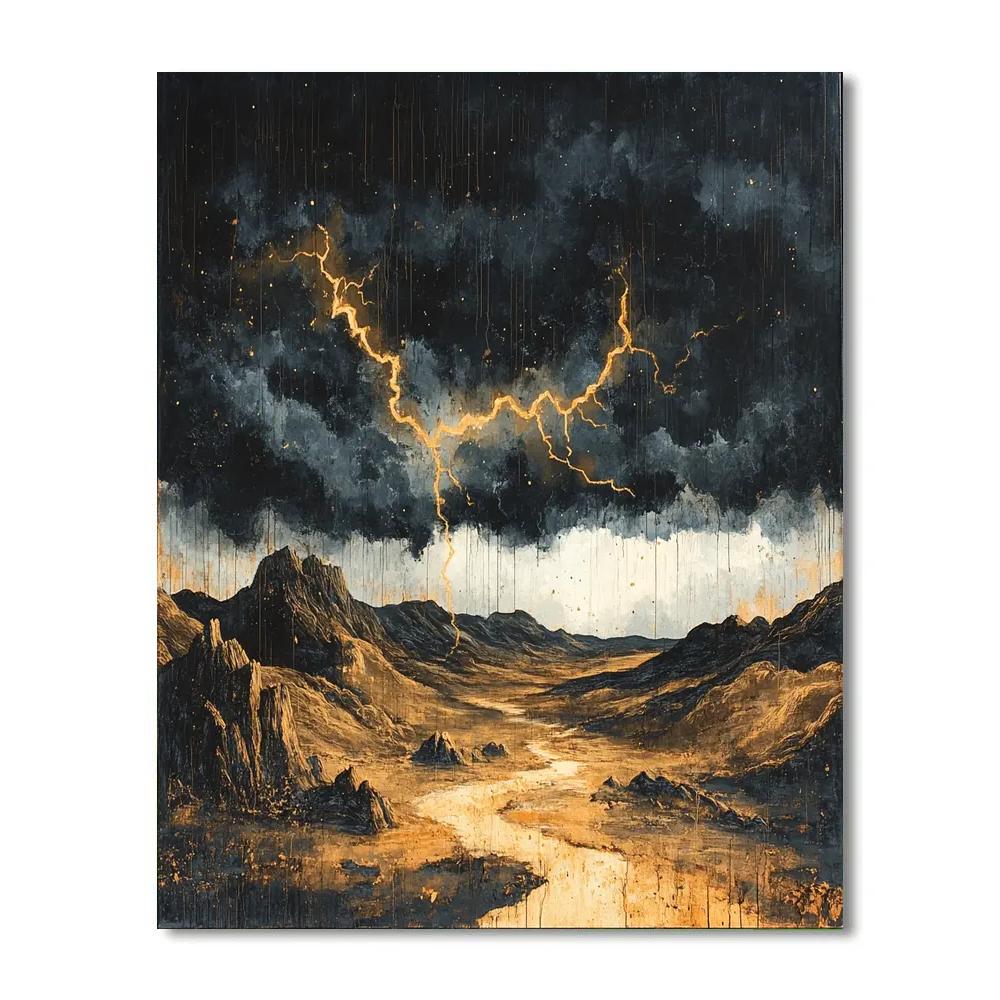 Francisco Goya Inspired Thunderstorm Over Gnarled Hillside DIY paint by numbers