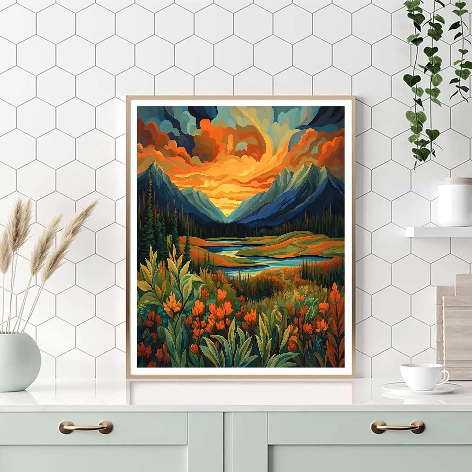 Frederick Varley Inspired Radiant Mountain Twilight Paint by numbers kits