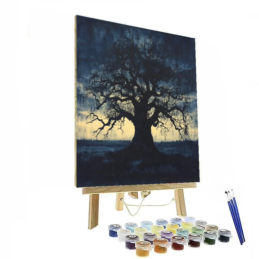 Francisco Goya Inspired Moonlit Silhouetted Oak At Twilight DIY paint by numbers