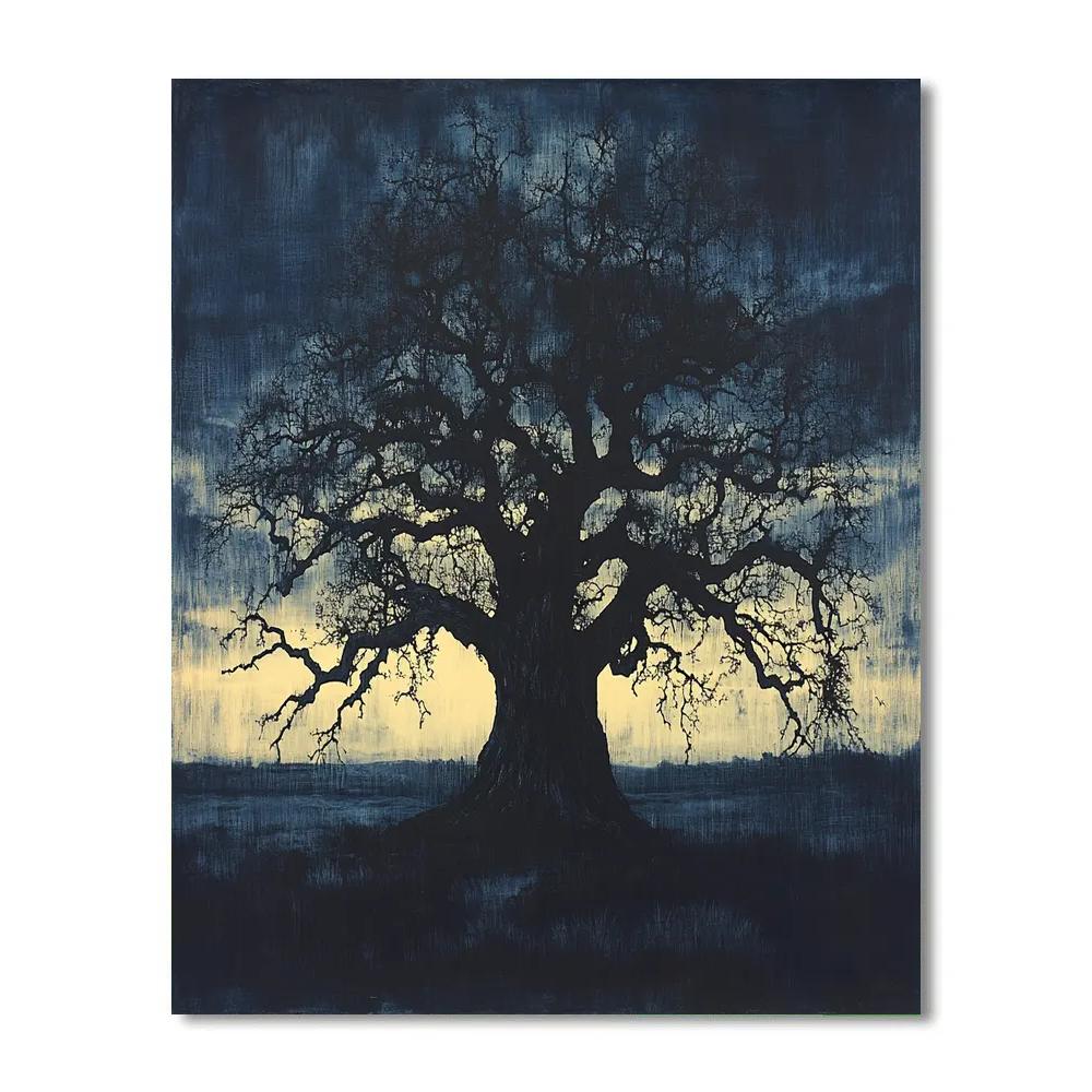 Francisco Goya Inspired Moonlit Silhouetted Oak At Twilight DIY paint by numbers