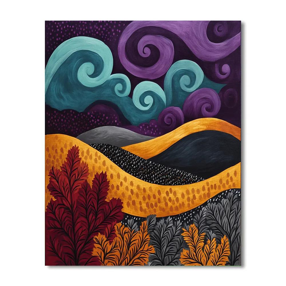 Frederick Varley Inspired Storm Over Windswept Hills painting number kit