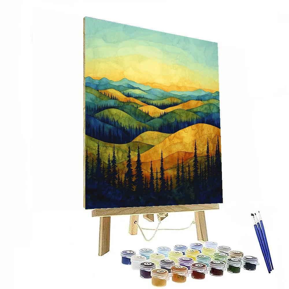 Franklin Carmichael Inspired Golden Ochre Hillside Glow paint by numbers