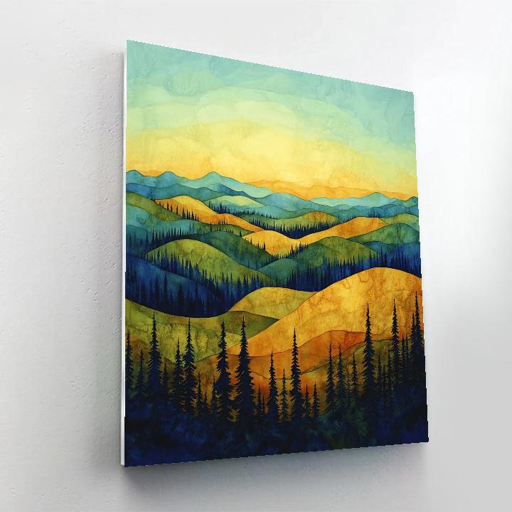 Franklin Carmichael Inspired Golden Ochre Hillside Glow paint by numbers