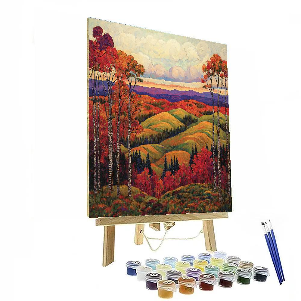 J E H MacDonald Inspired Autumn Blaze Among Algoma Hills Painting by numbers kit