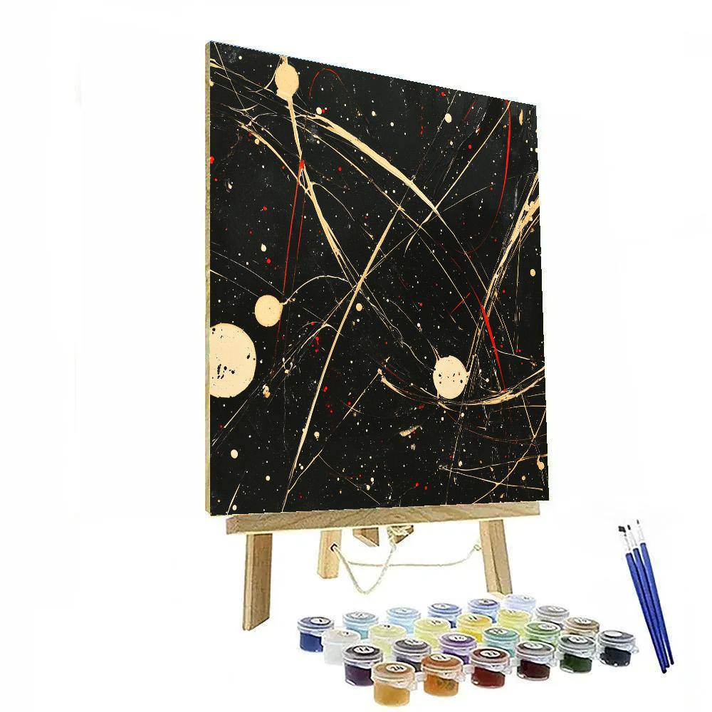Jackson Pollock Inspired Chaotic Field In Black And Gold Numbered painting kits