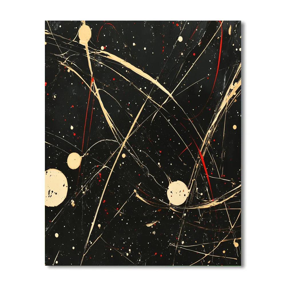 Jackson Pollock Inspired Chaotic Field In Black And Gold Numbered painting kits