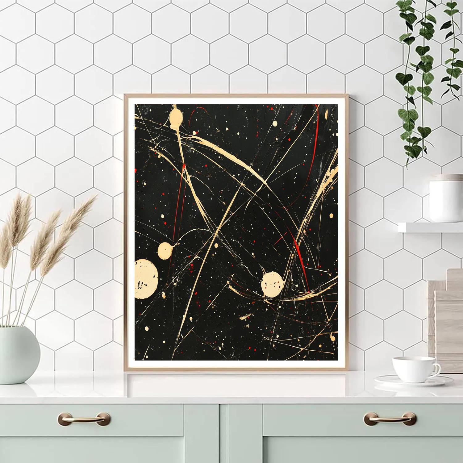 Jackson Pollock Inspired Chaotic Field In Black And Gold Numbered painting kits