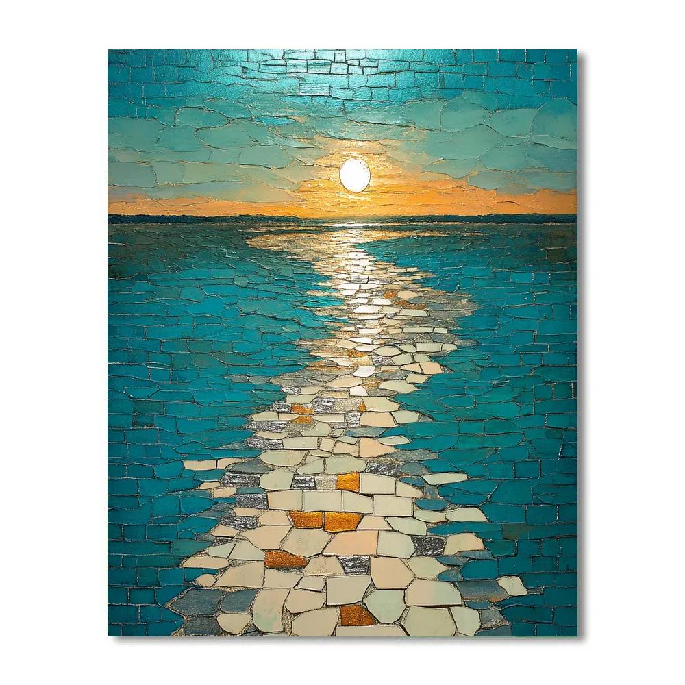 Jean-Paul Riopelle Inspired Reflective River Tessellation paint by number