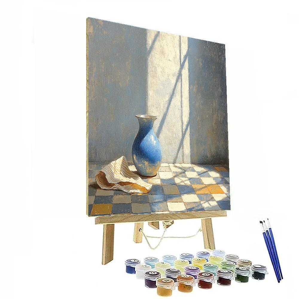 Johannes Vermeer Inspired Lapis Jug On Quiet Table paint by color