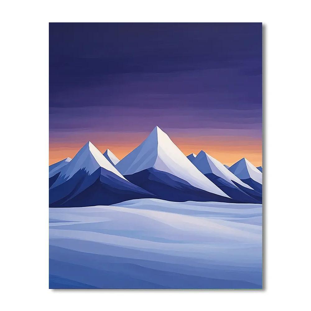 Lawren Harris Inspired Serene Snow-Capped Mountain Range painting number kit