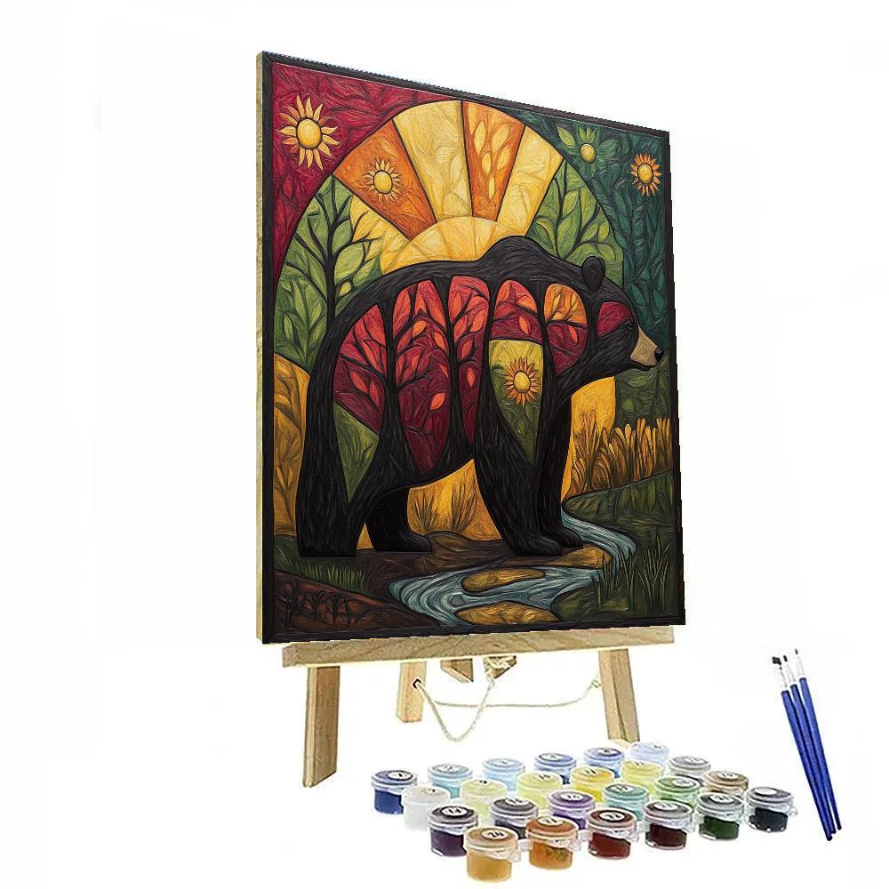 Norval Morrisseau Inspired Bear Of Forest Power paint by numbers