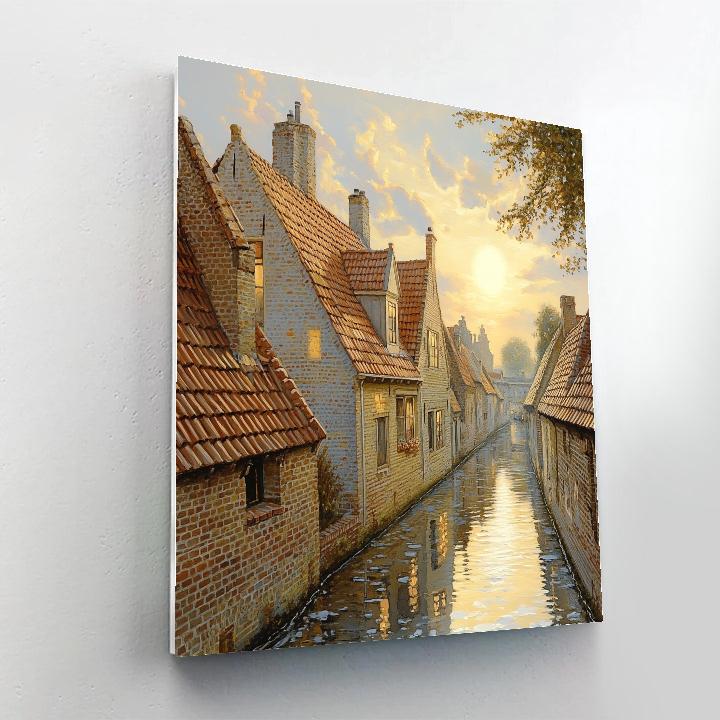 Johannes Vermeer Inspired Golden Canal Reflection Study painting number kit