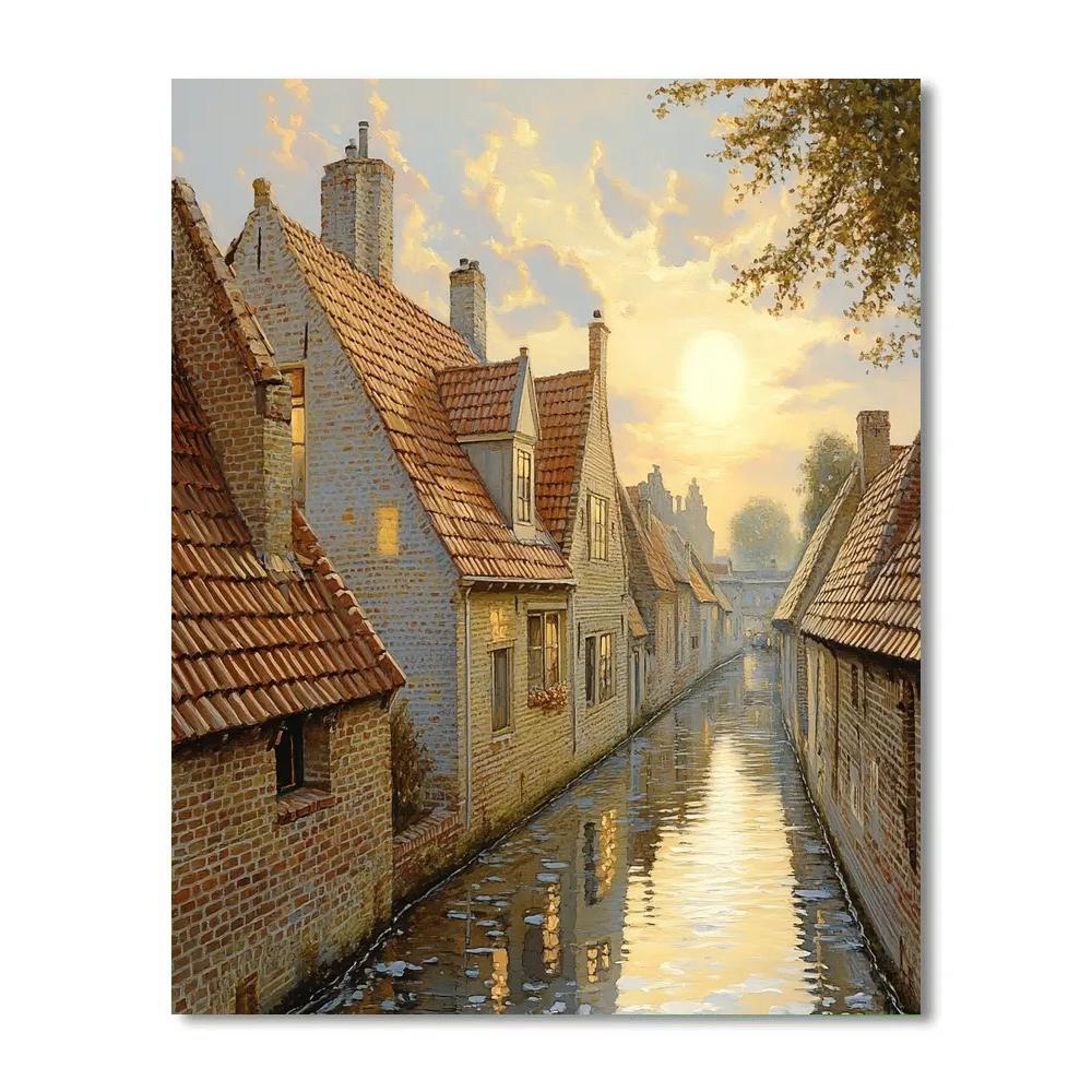 Johannes Vermeer Inspired Golden Canal Reflection Study painting number kit