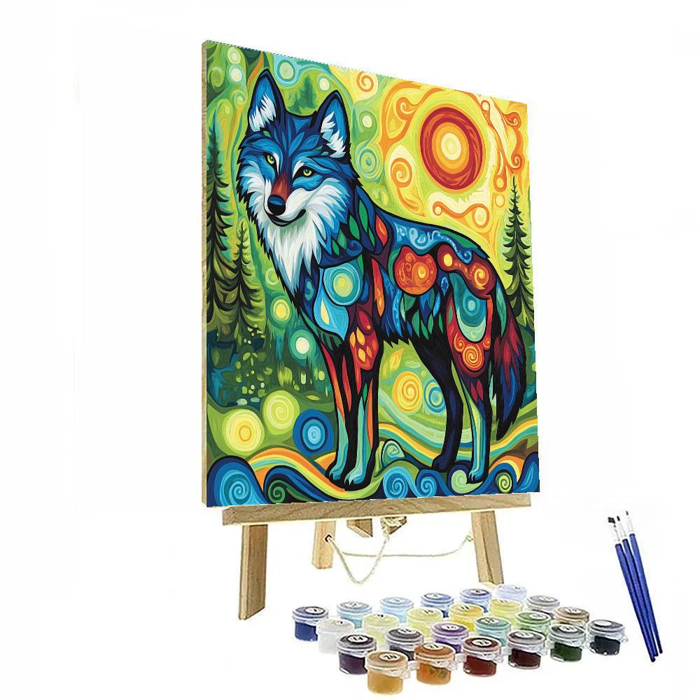 Norval Morrisseau Inspired Spirit Of The Woodland Wolf Paint by numbers art