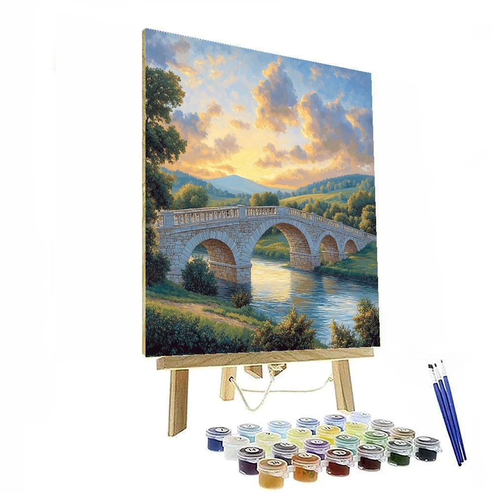 Raphael Inspired Tranquil Renaissance Landscape With Arched Bridge Number painting