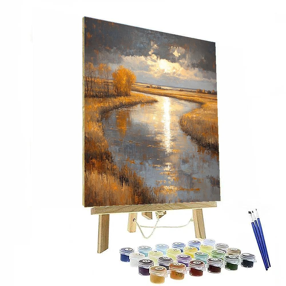 Rembrandt Inspired River Glow With Autumnal Hues paint by number