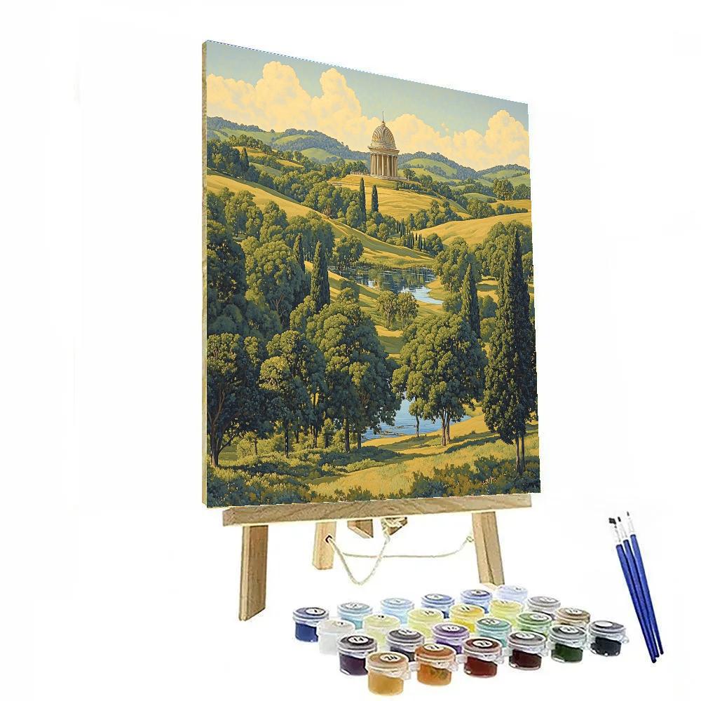 Raphael Inspired Harmonious Countryside With Classical Dome painting number kit