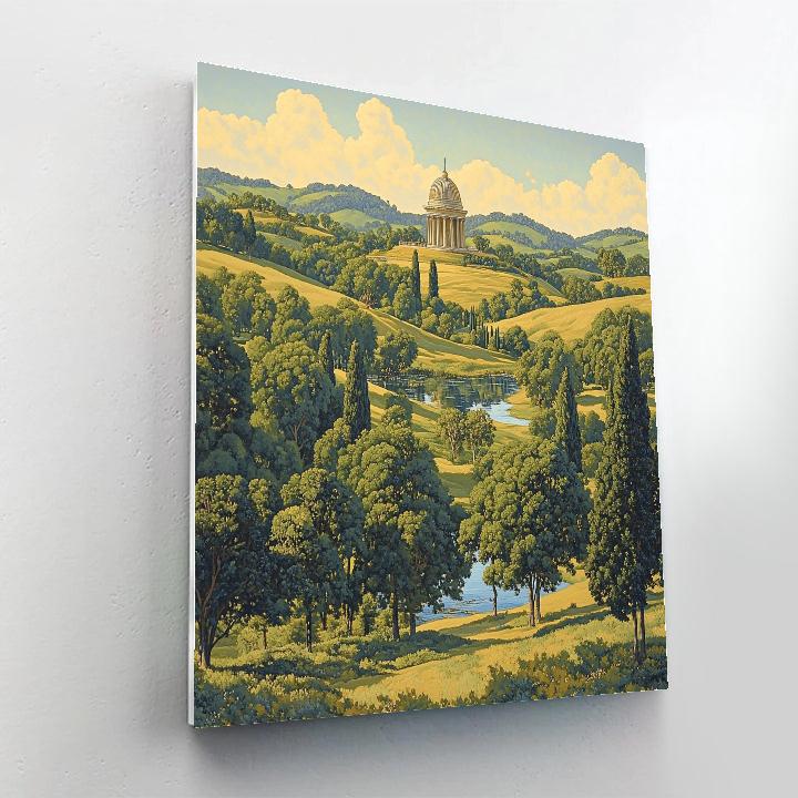 Raphael Inspired Harmonious Countryside With Classical Dome painting number kit