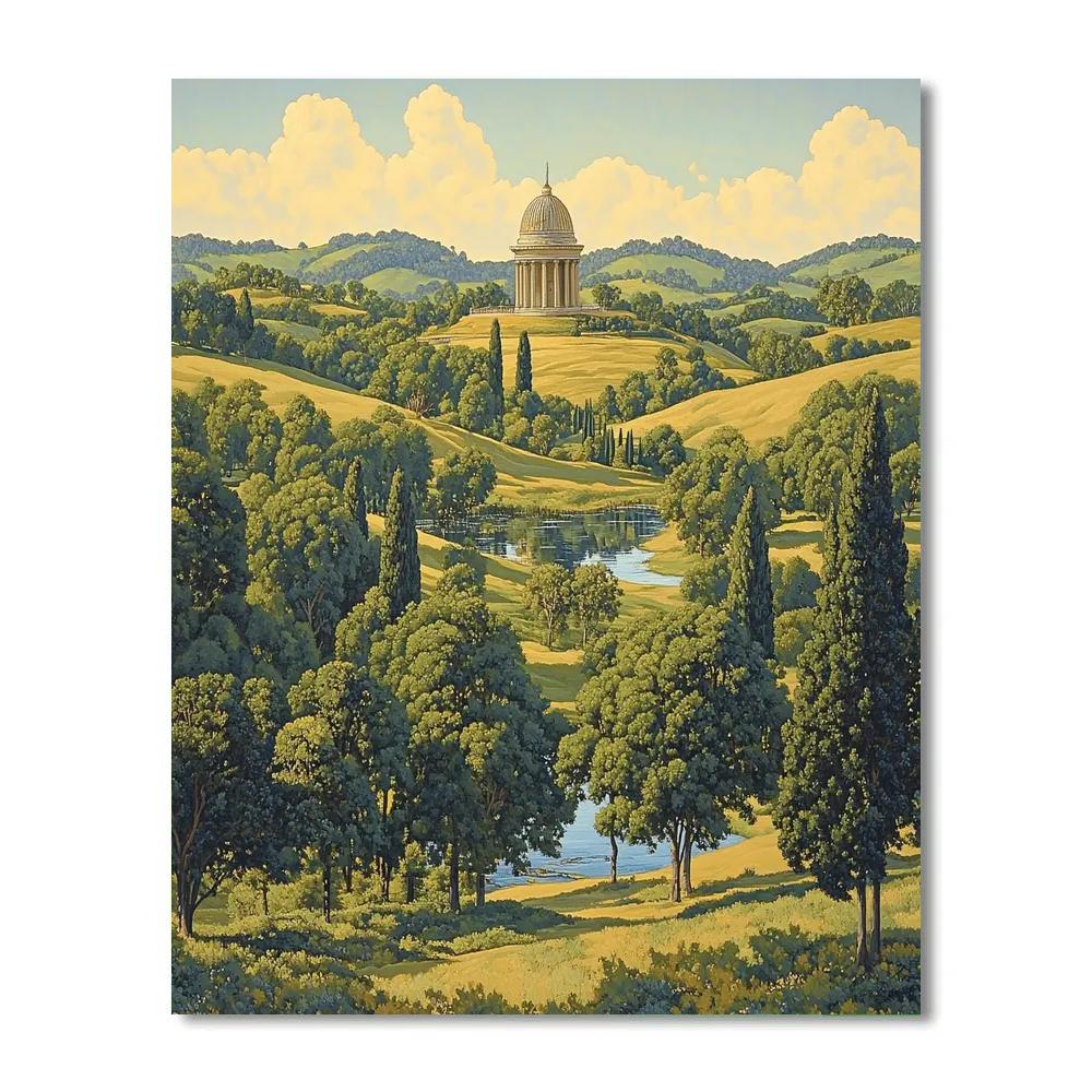 Raphael Inspired Harmonious Countryside With Classical Dome painting number kit