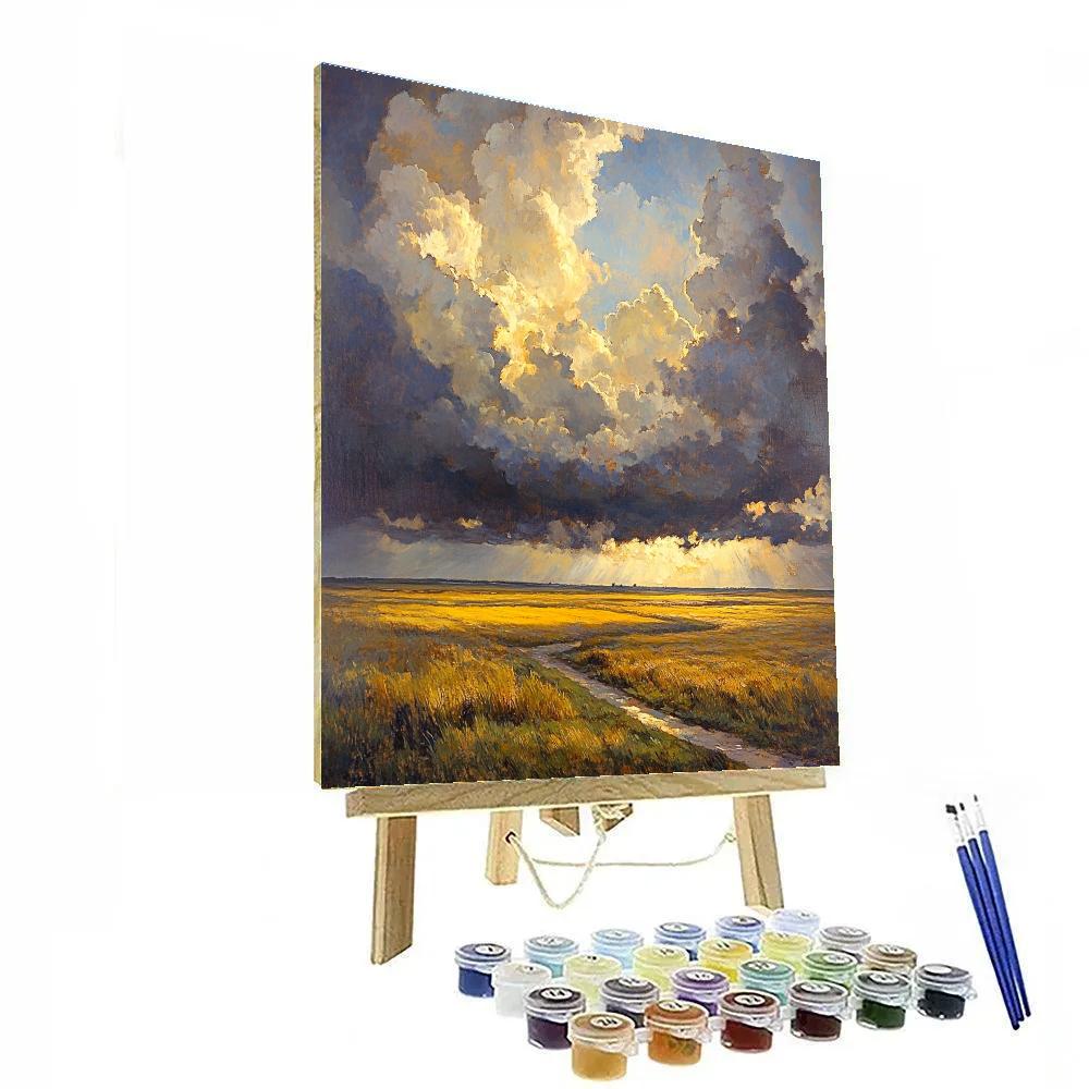 Rembrandt Inspired Stormy Skies Over Rustic Fields DIY paint by numbers