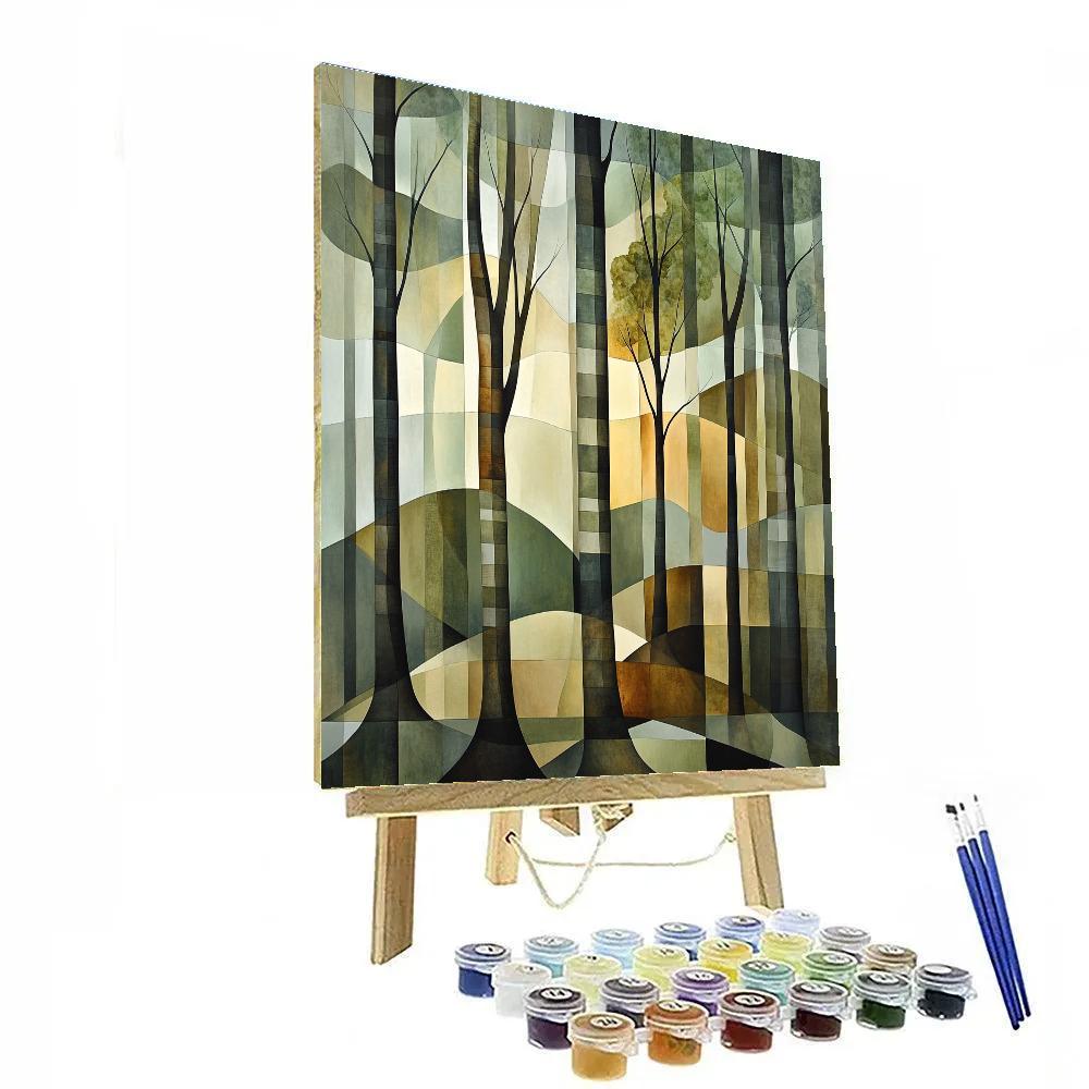 Pablo Picasso Inspired Angular Forestscape In Early Cubist Tones DIY paint by numbers