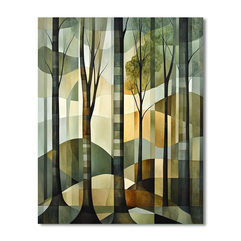 Pablo Picasso Inspired Angular Forestscape In Early Cubist Tones DIY paint by numbers