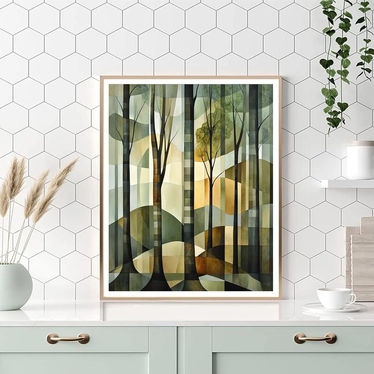 Pablo Picasso Inspired Angular Forestscape In Early Cubist Tones DIY paint by numbers