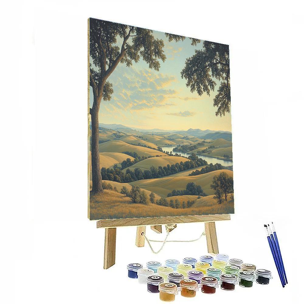 Raphael Inspired Luminous Sky Over Idealized Rolling Hills paint by numbers