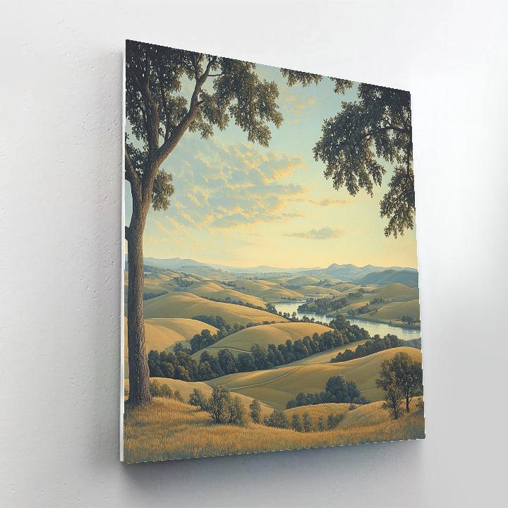 Raphael Inspired Luminous Sky Over Idealized Rolling Hills paint by numbers